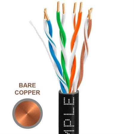CMPLE Cmple 1303-N 1000 ft. 350 MHz Cat5e Bulk In-Wall Cable 24 AWG Bare Copper - Black 1303-N